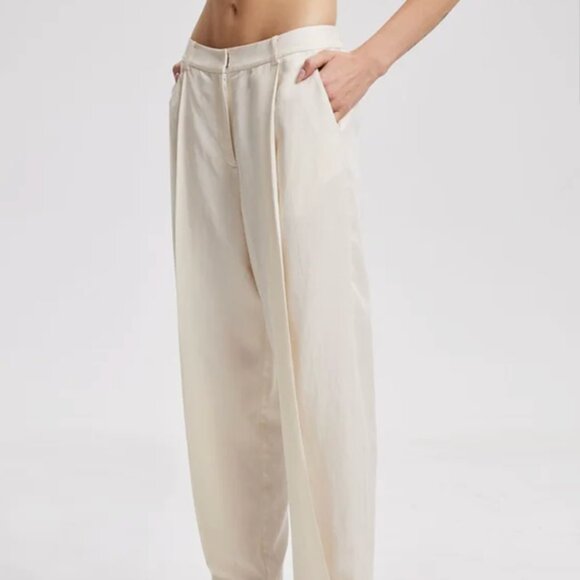 LATTELIER Linen Cotton Tapered Minimalist Pants Natural White Size S - Picture 13 of 13